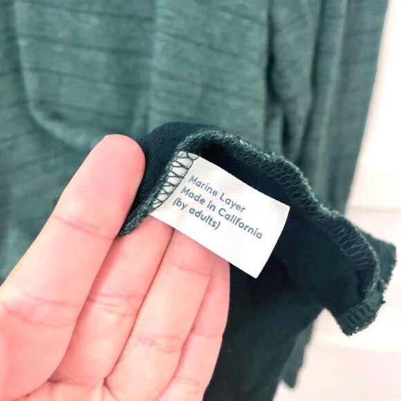 Marine Layer Double Knit Henley Long Sleeve in Green/Blue Stripe Size M - Picture 4 of 6